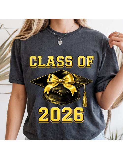 Class of 2026 Black and Gold Graduation Graphic Tee