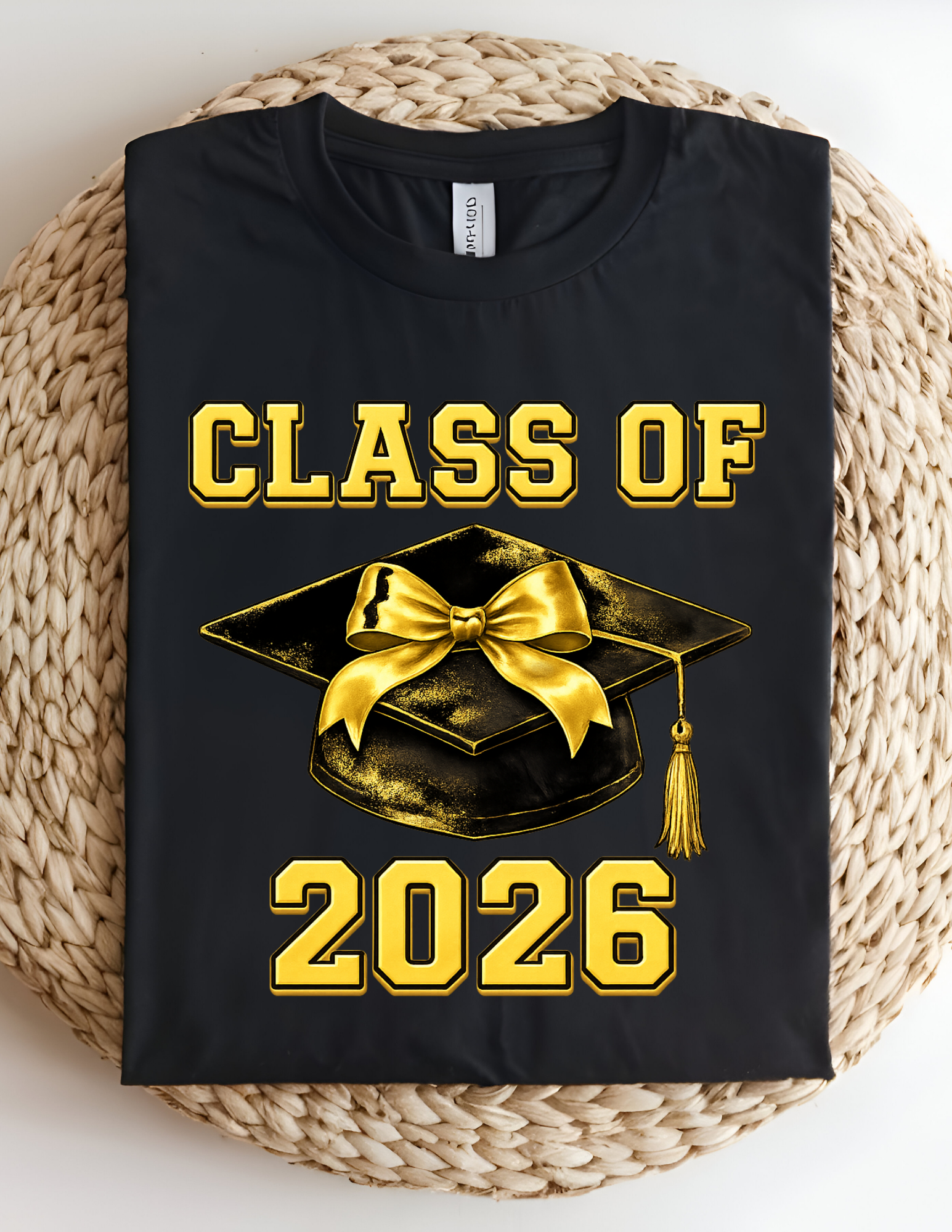 Class of 2026 Black and Gold Graduation Graphic Tee