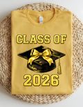 Class of 2026 Black and Gold Graduation Graphic Tee