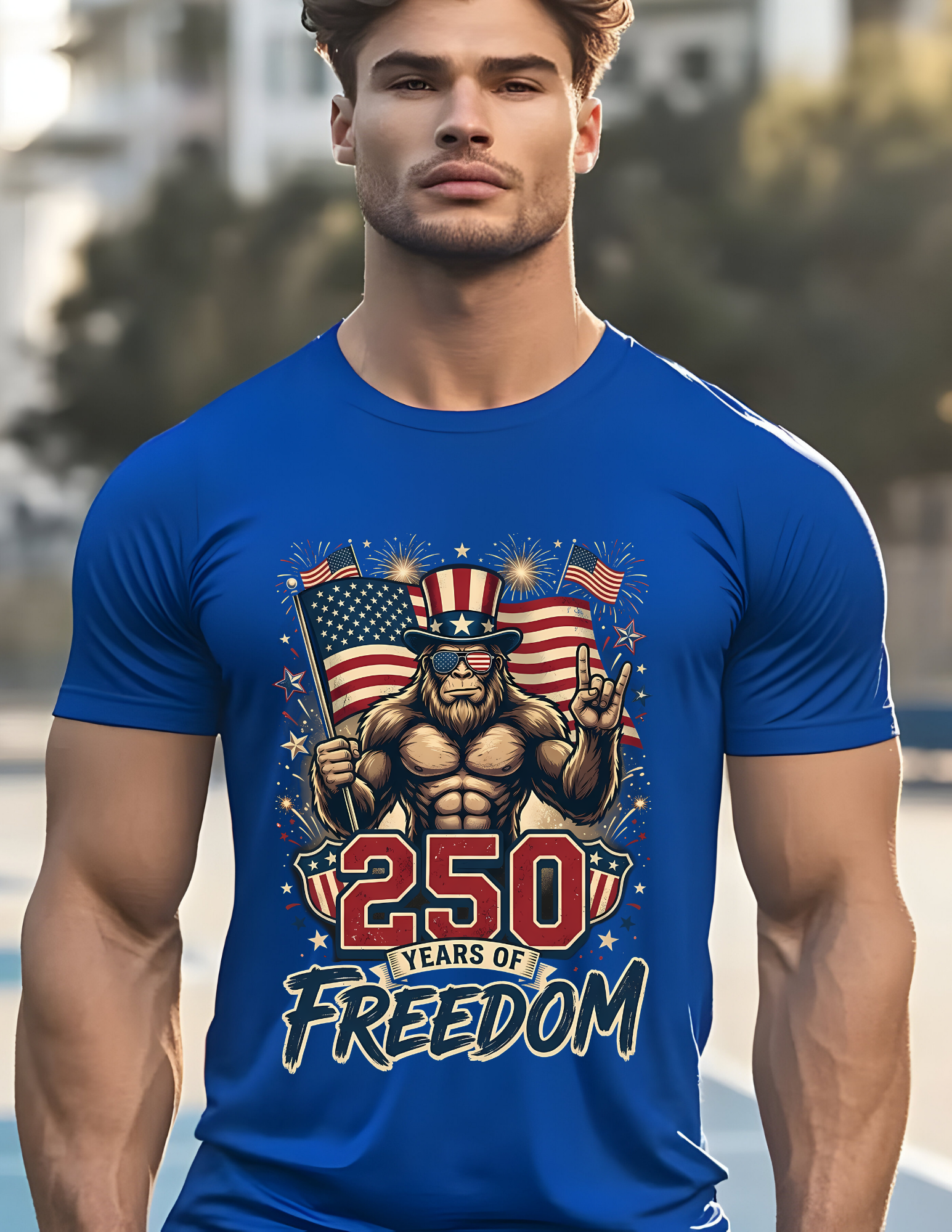 250 Years of Freedom Patriotic Sasquatch Tee