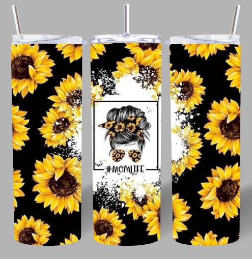 Sunflower “Mom Life” 20oz Tumbler – Bright, Bold & Beautiful 🌻✨