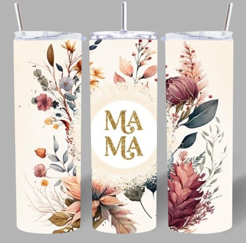 Floral “MAMA” 20oz Tumbler – Elegant & Timeless 🌸✨