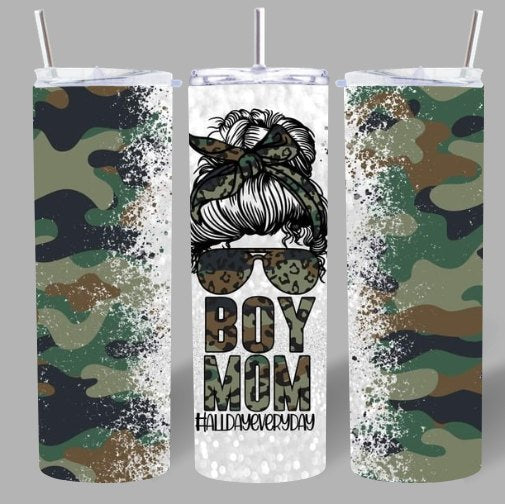 Camo “Boy Mom – All Day Everyday” 20oz Tumbler 💚✨