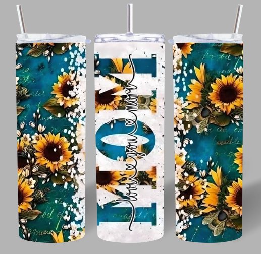 Sunflower Teal “MOM” 20oz Tumbler – Bold, Beautiful & Meaningful 🌻✨