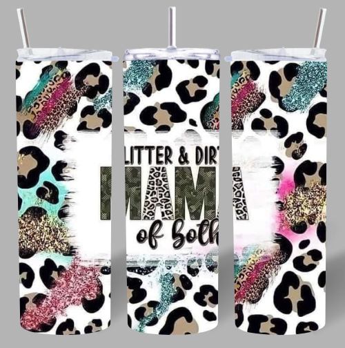 “Glitter & Dirt Mom of Both” 20oz Tumbler – The Perfect Balance 💖⚾