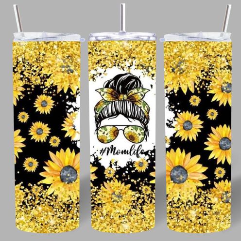 Sunflower “Mom Life” 20oz Tumbler – Bright & Beautiful 🌻✨