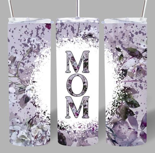 Floral “MOM” 20oz Tumbler – Soft, Elegant & Timeless 💜🌸