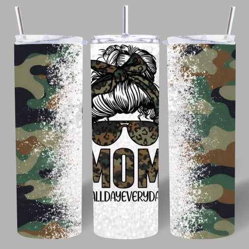 Camo “Mom – All Day Everyday” 20oz Tumbler – Bold & Practical 💚🖤