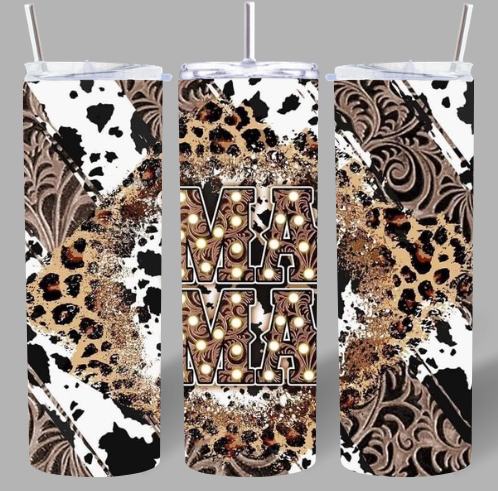 Western Cowhide “MAMA” 20oz Tumbler – Rustic & Stylish 🤎✨