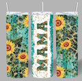 Sunflower Teal “MAMA” 20oz Tumbler – Rustic & Vibrant 🌻✨