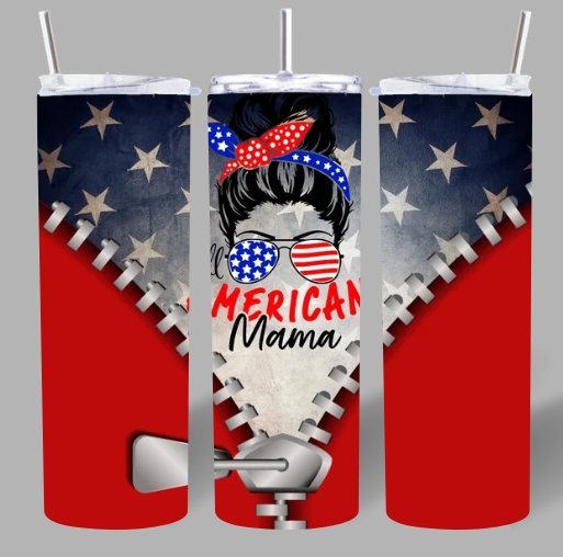 “American Mama” 20oz Tumbler – Patriotic & Proud 🇺🇸✨
