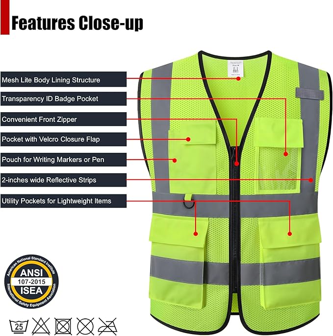 Custom Hi-Vis Safety Vest with Company Name – ANSI Certified Reflective Work Vest