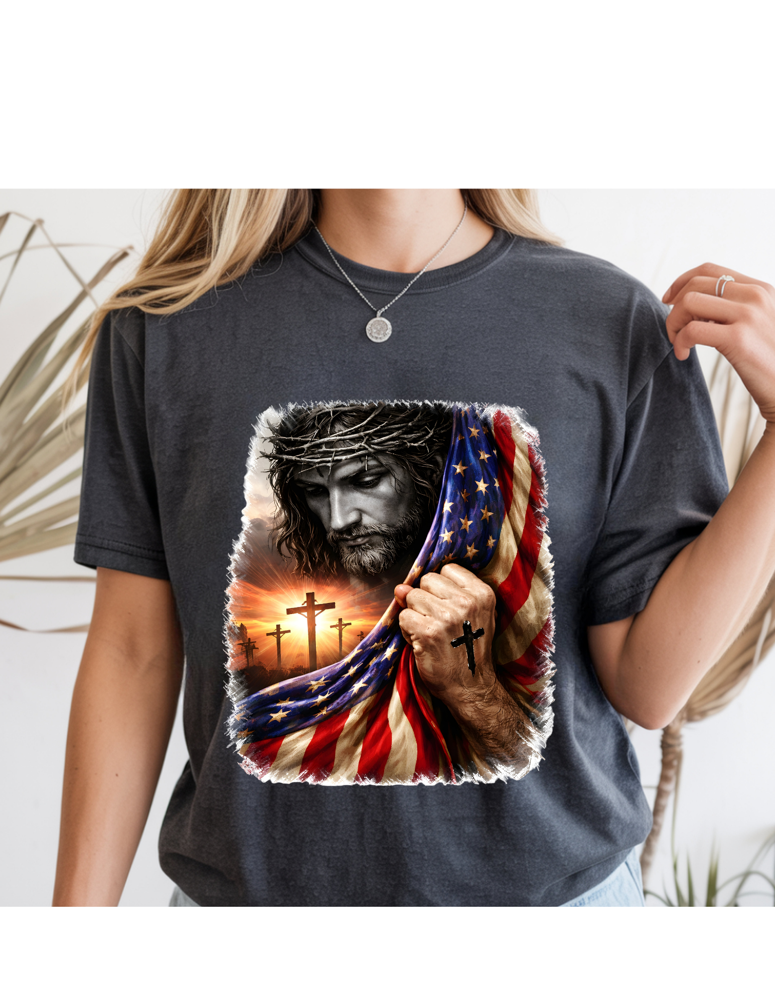 Faith & Freedom Patriotic Jesus Tee
