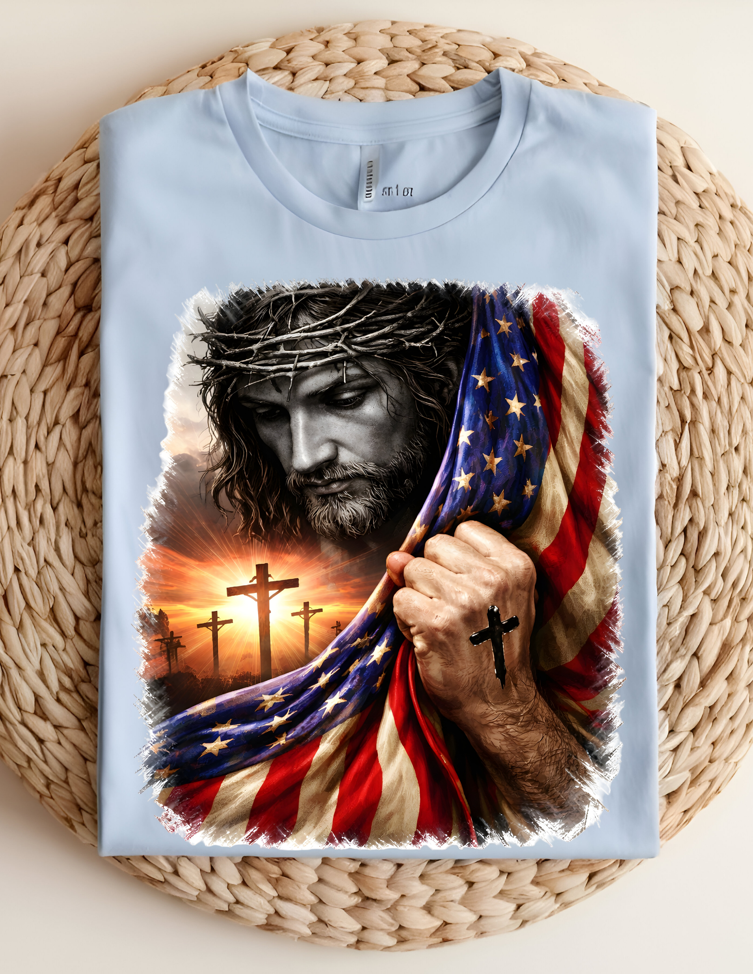 Faith & Freedom Patriotic Jesus Tee