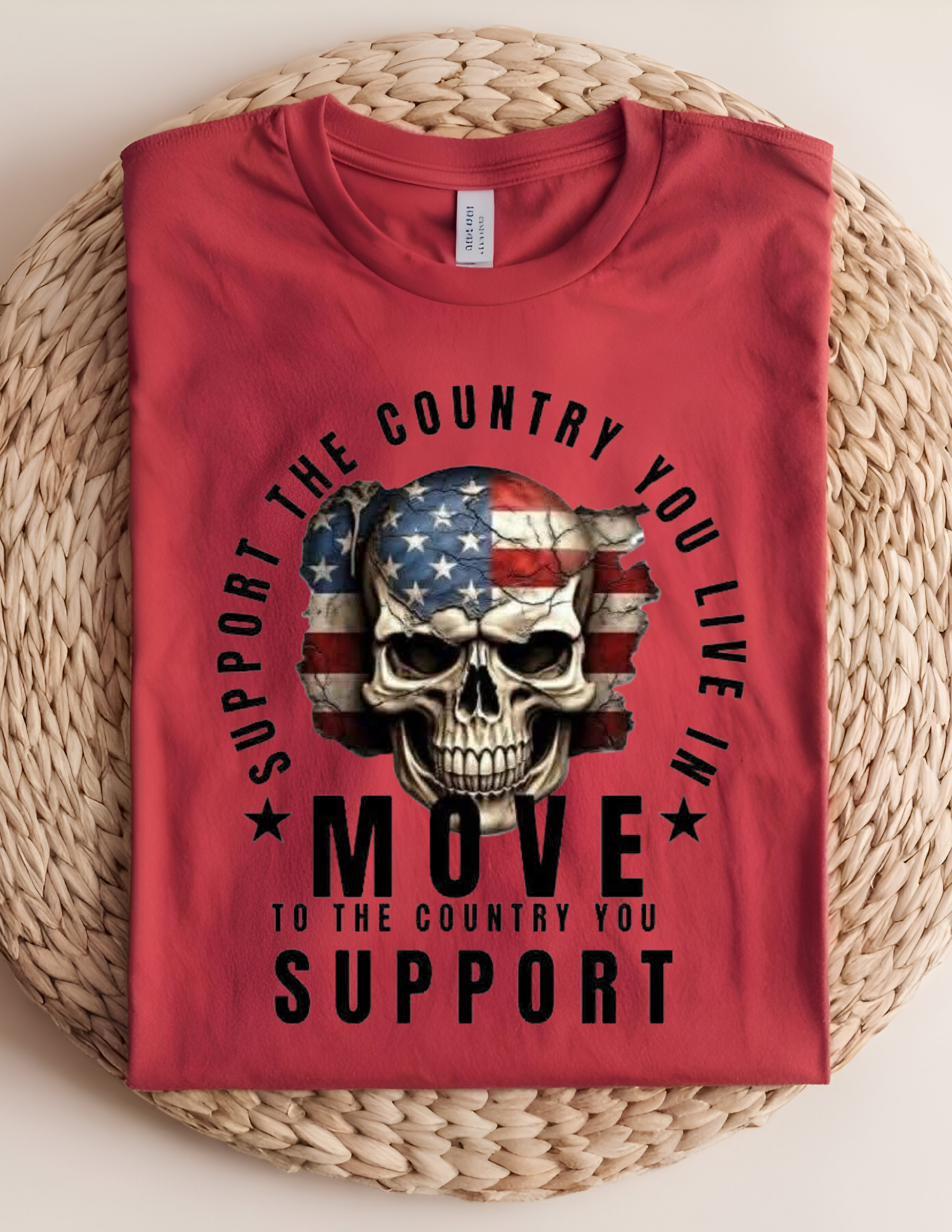 Support the Country You Live In Patriotic Skull Tee