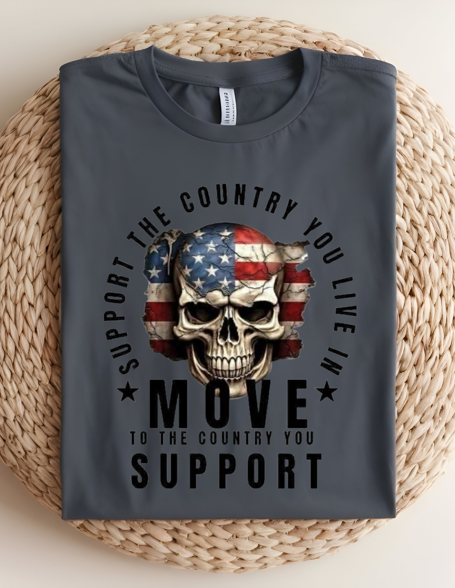 Support the Country You Live In Patriotic Skull Tee