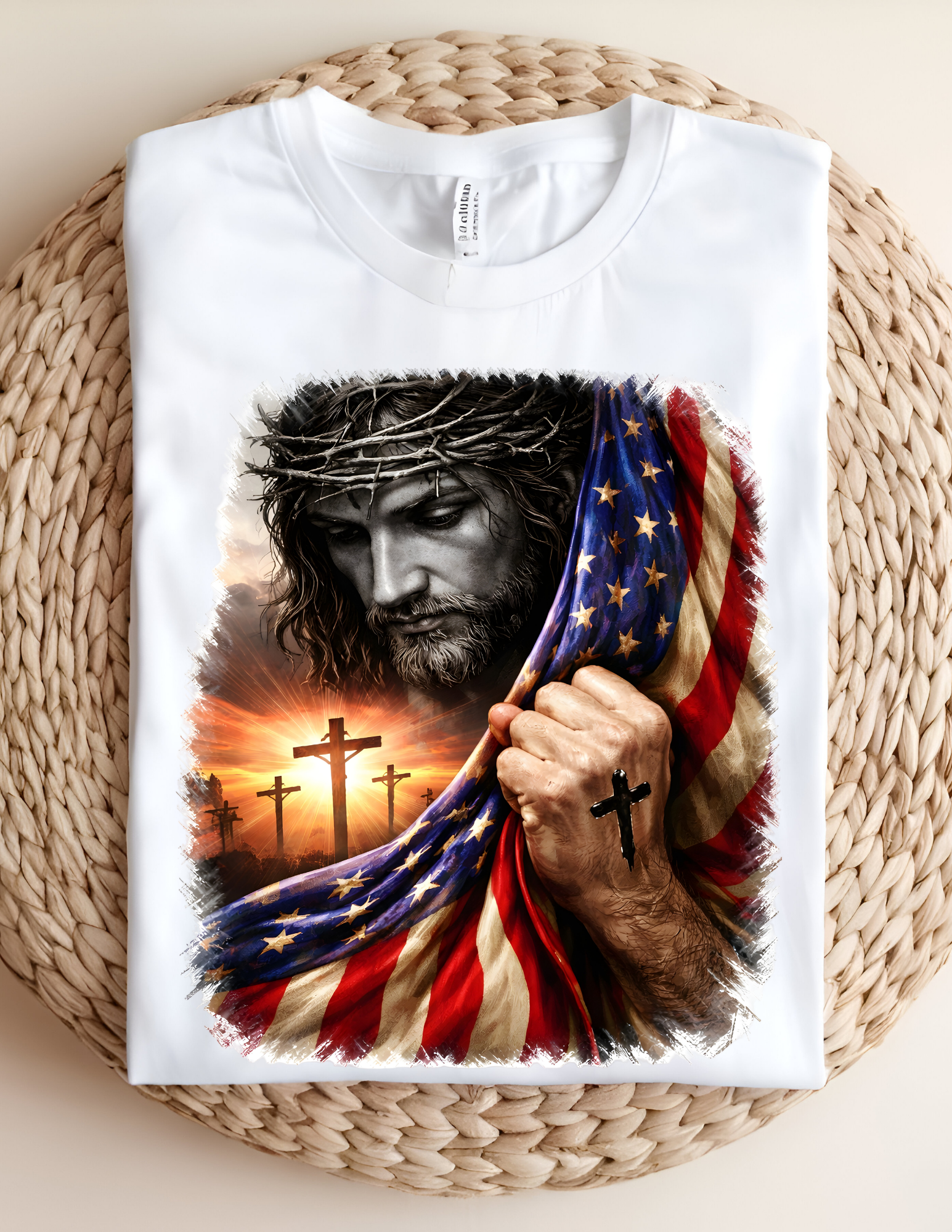 Faith & Freedom Patriotic Jesus Tee