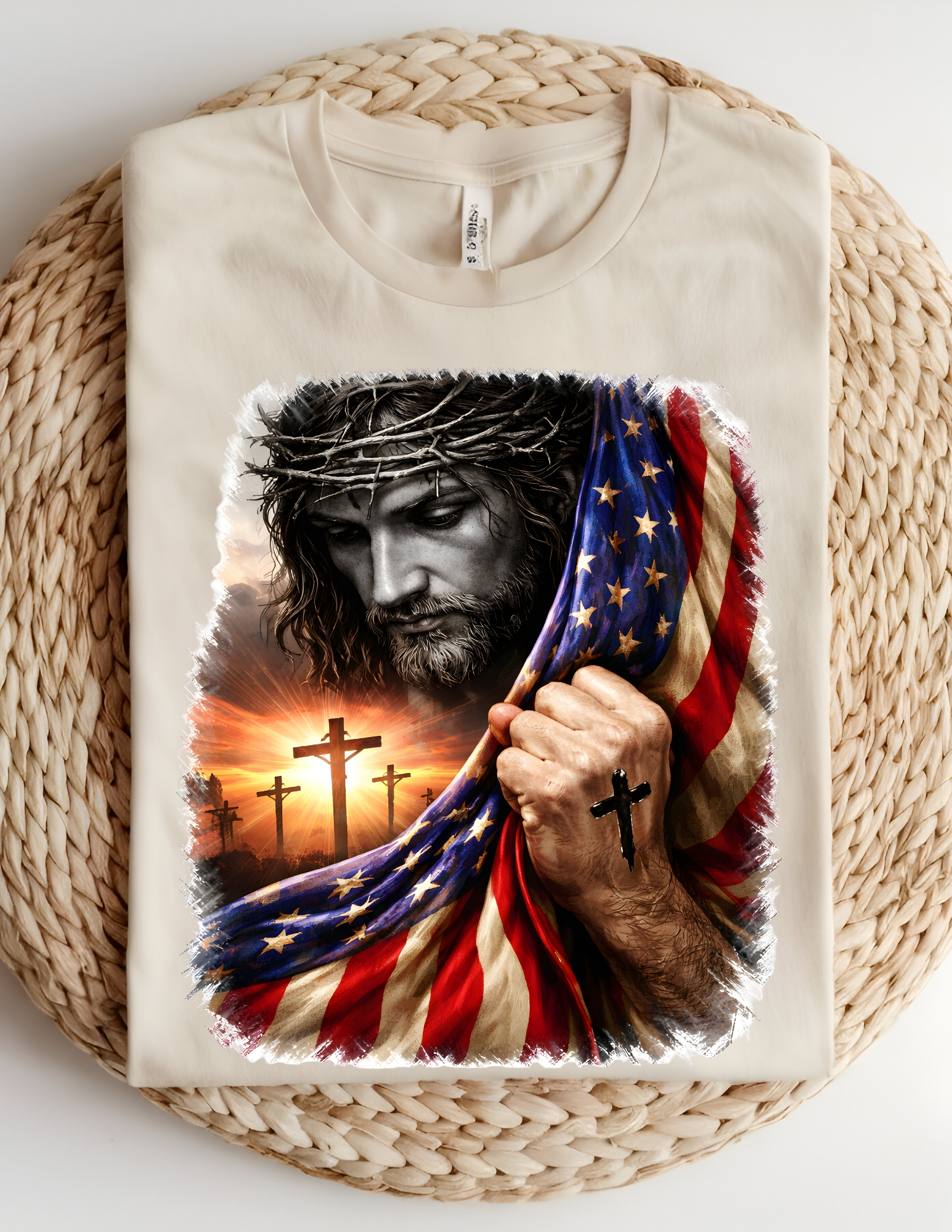 Faith & Freedom Patriotic Jesus Tee