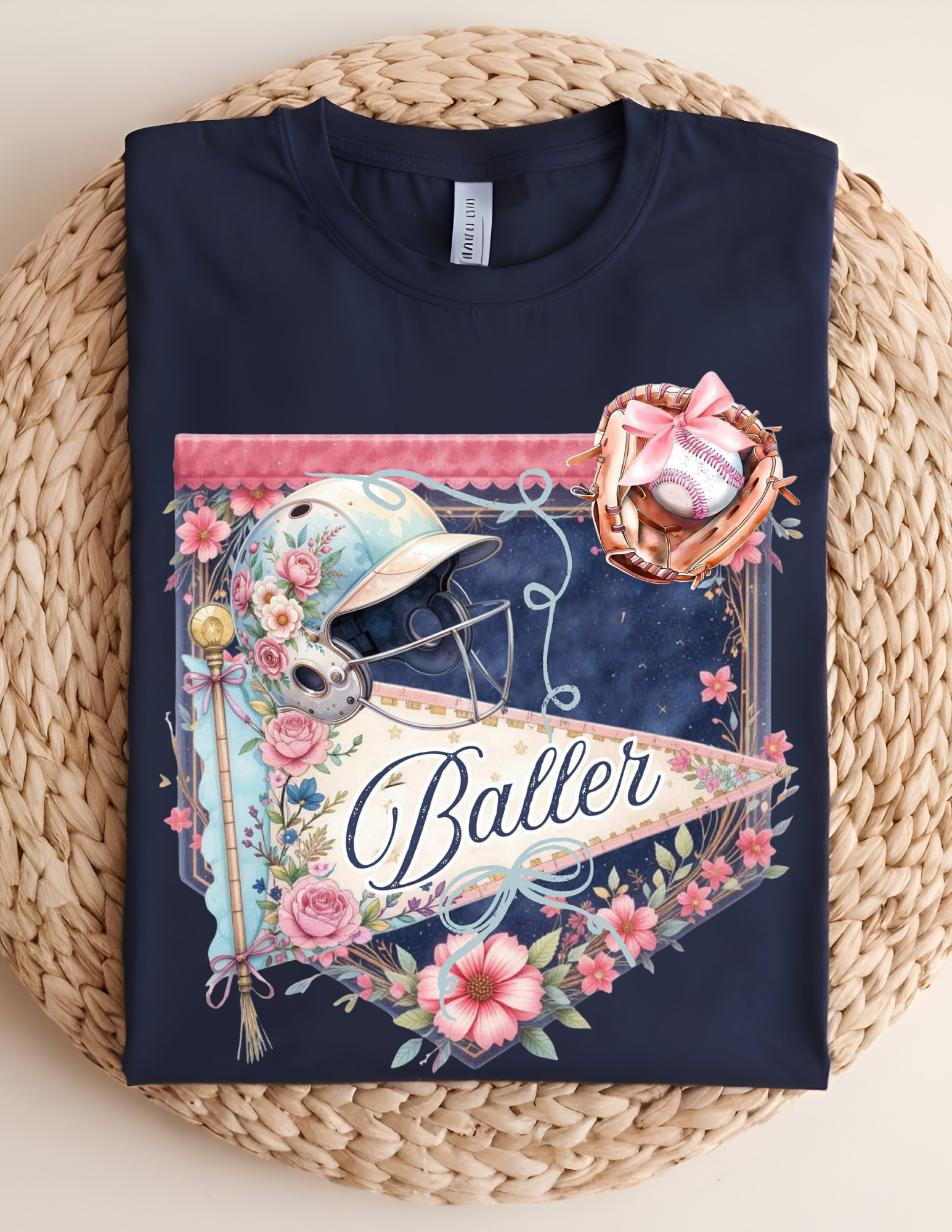 Vintage Floral Softball Baller Tee