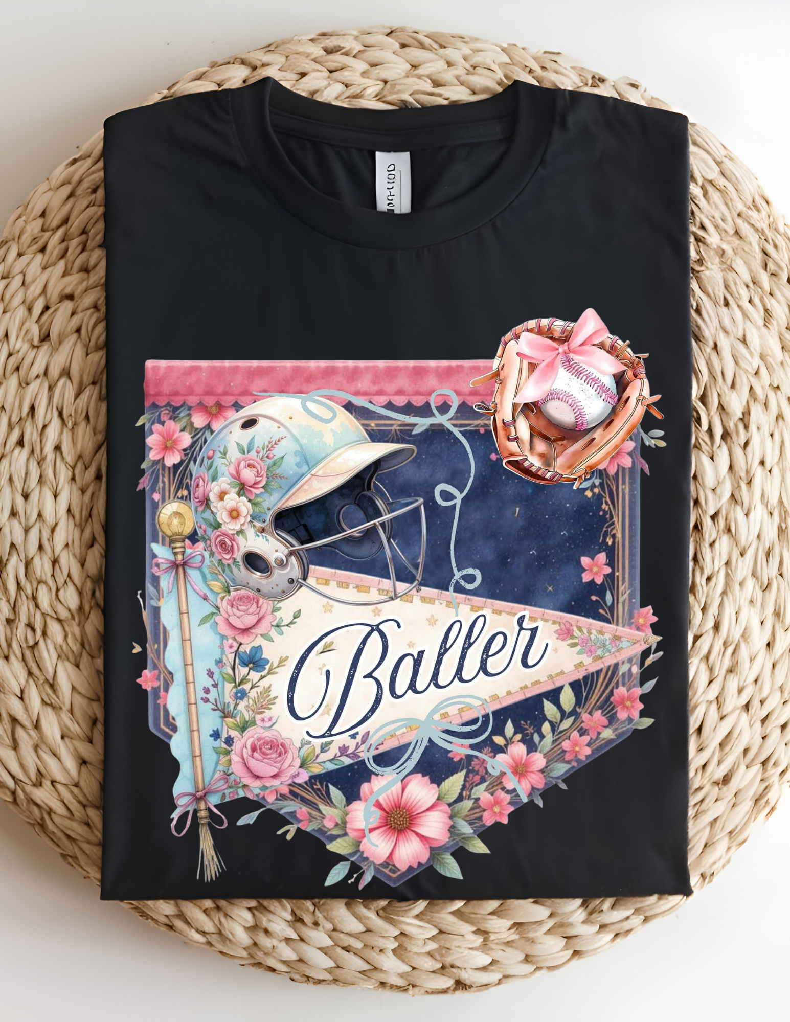 Vintage Floral Softball Baller Tee