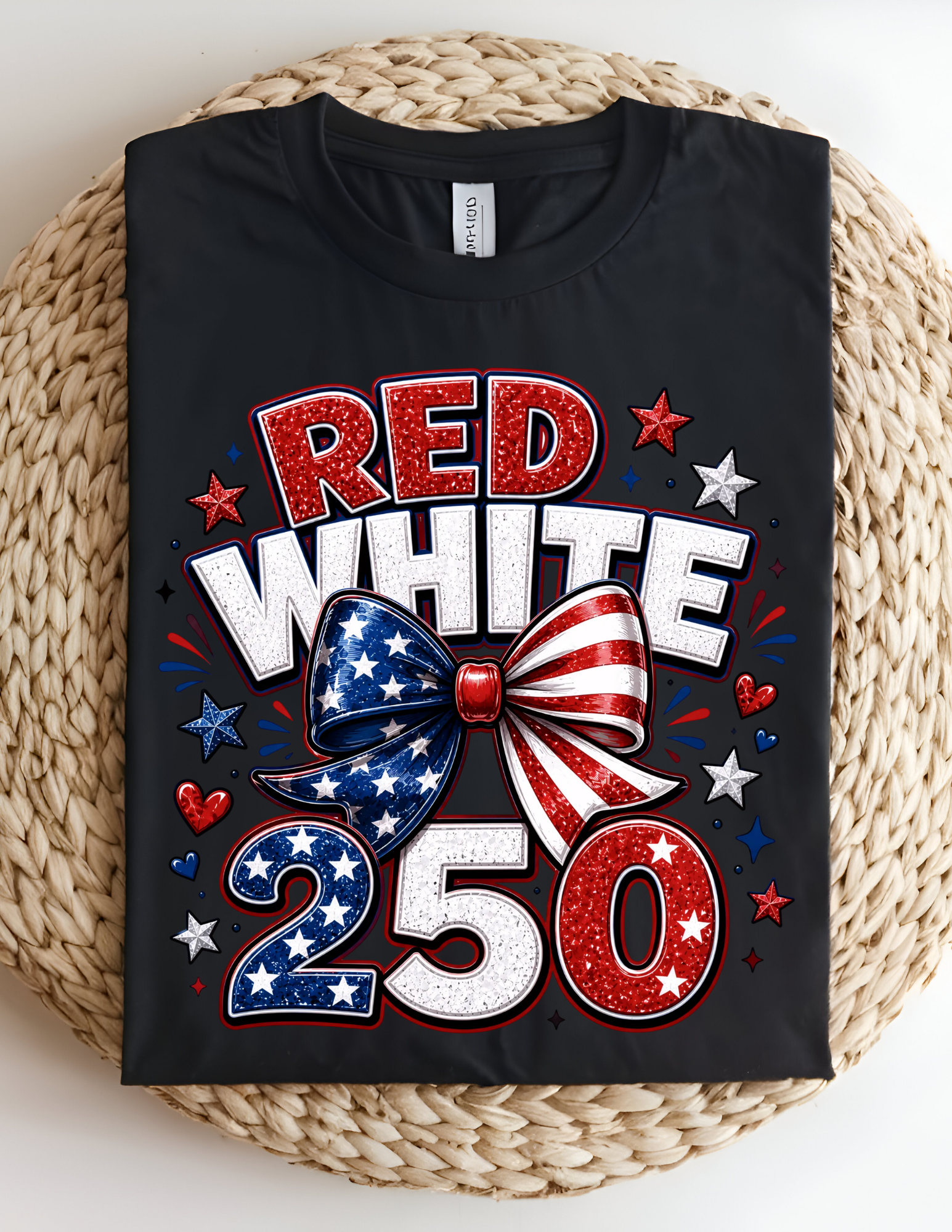 Red White & 250 Patriotic Bow Tee