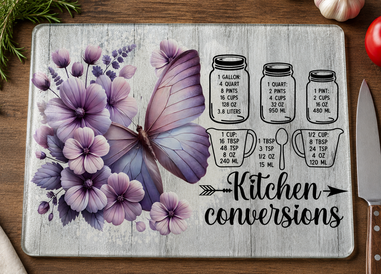 Butterfly Kitchen Conversions Tempered Glass Cutting Board