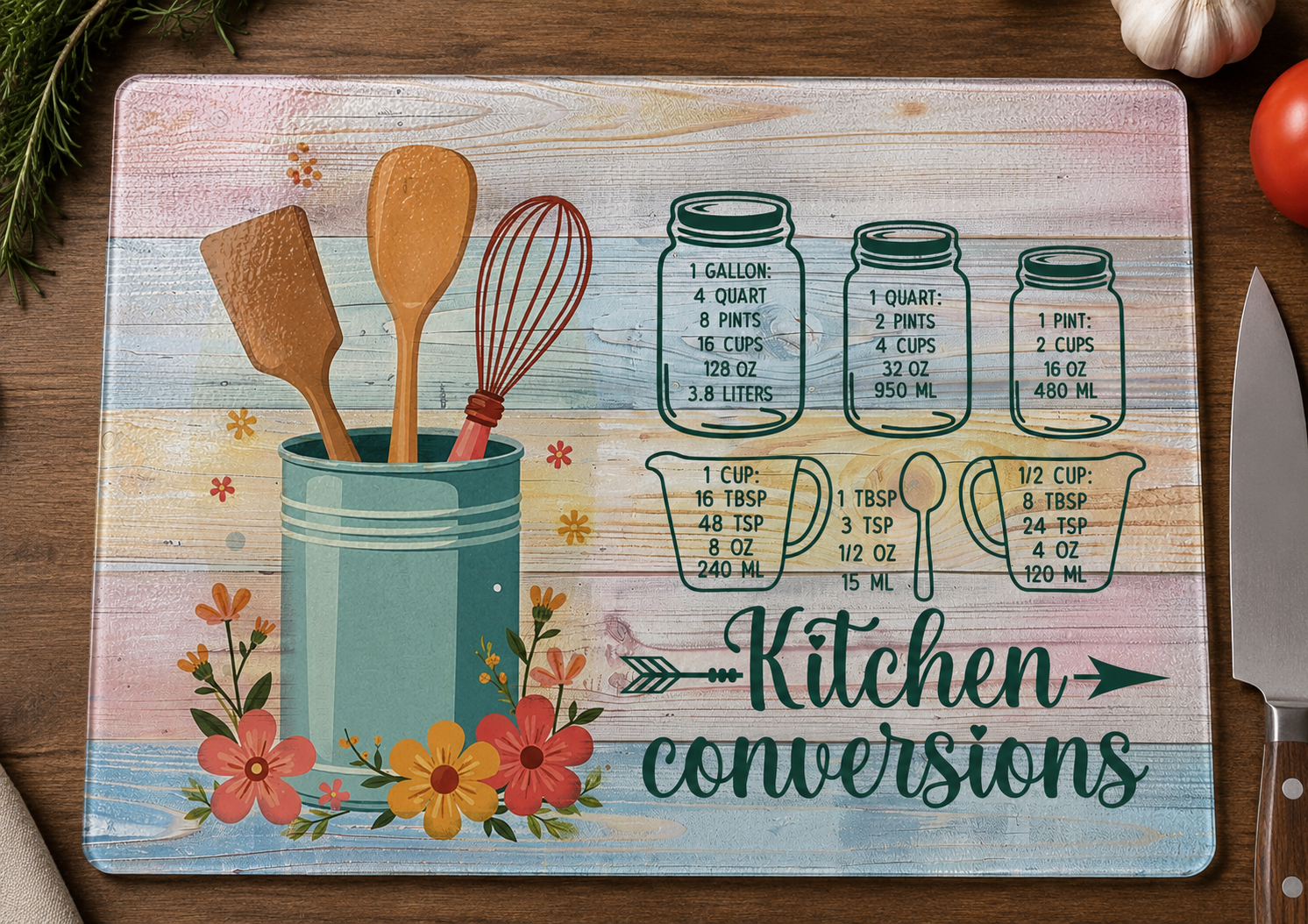 Rustic Kitchen Conversions Tempered Glass Cutting Board