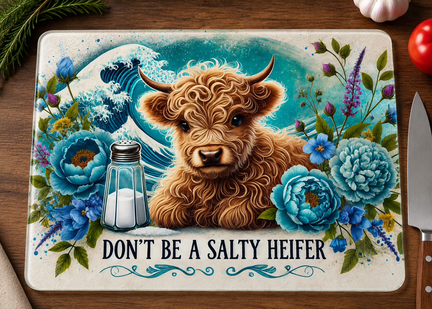 Don't Be a Salty Heifer Tempered Glass Cutting Board