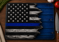Thin Blue Line American Flag Glass Cutting Board