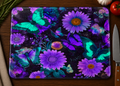 Cosmic Butterfly Floral Glass Cutting Board
