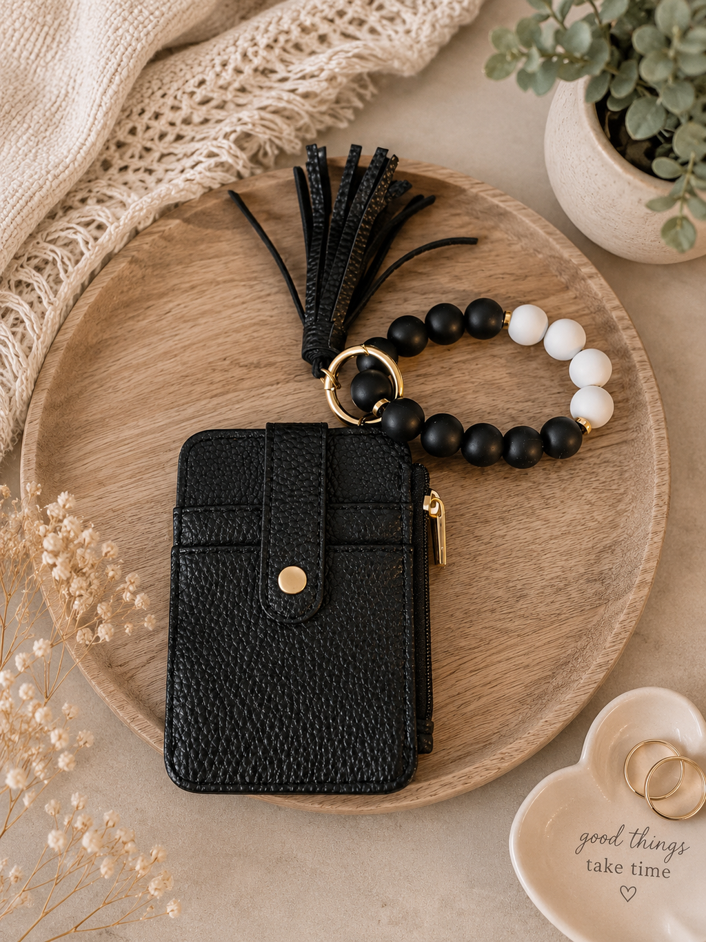 Beaded Keychain Wallet Wristlet