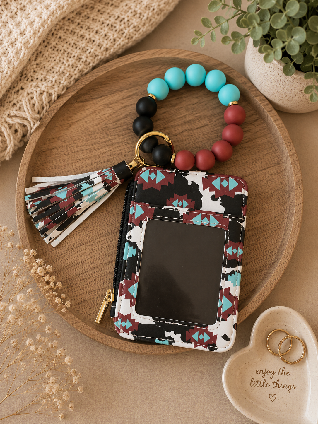 Beaded Keychain Wallet Wristlet