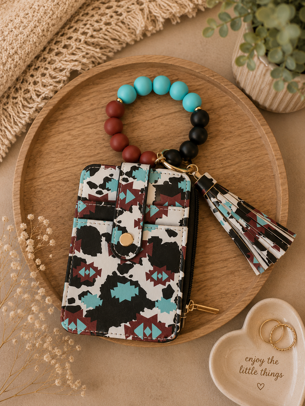 Beaded Keychain Wallet Wristlet