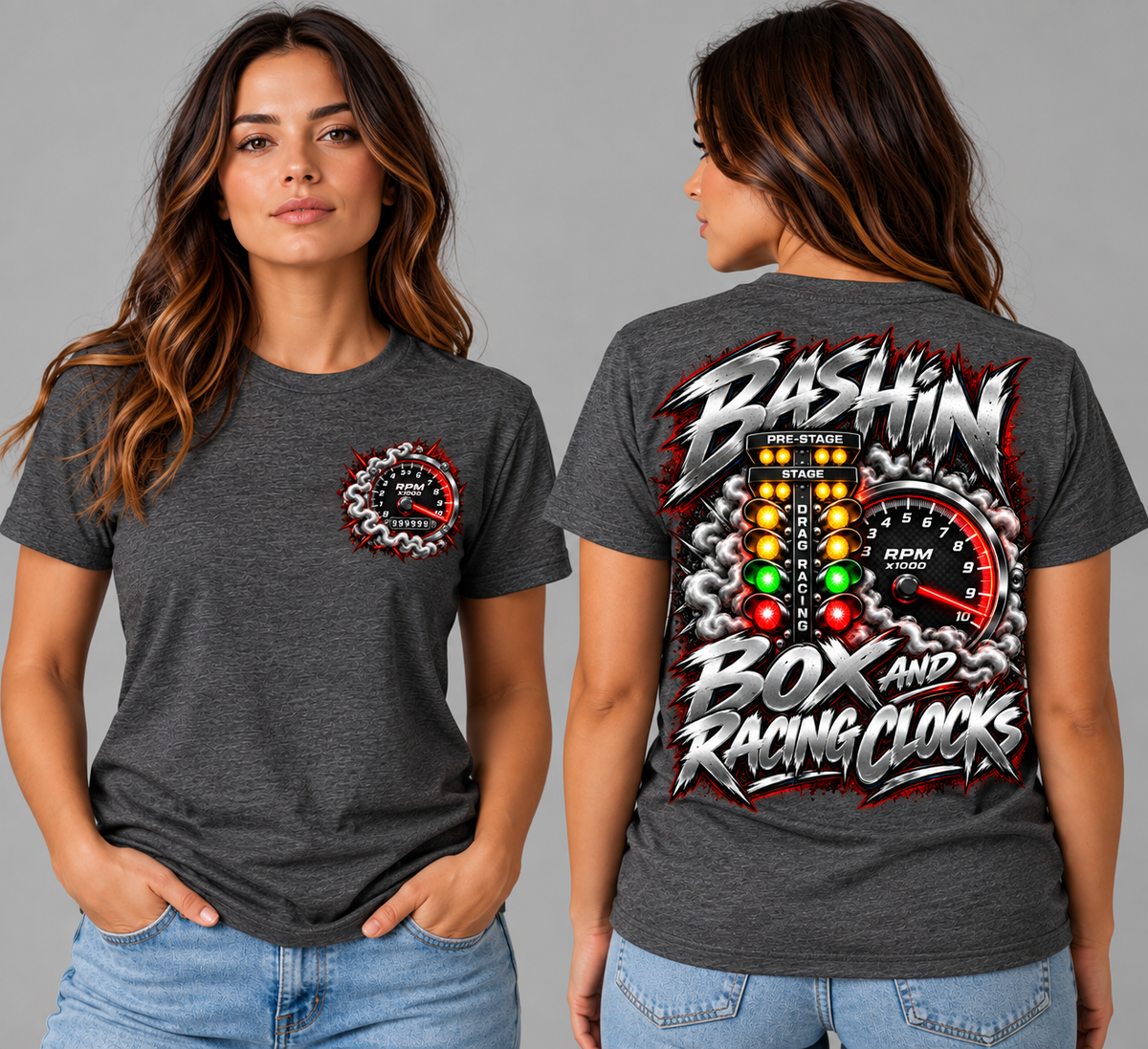 Bashin Box & Racing Clocks – Front & Back Racing Tee