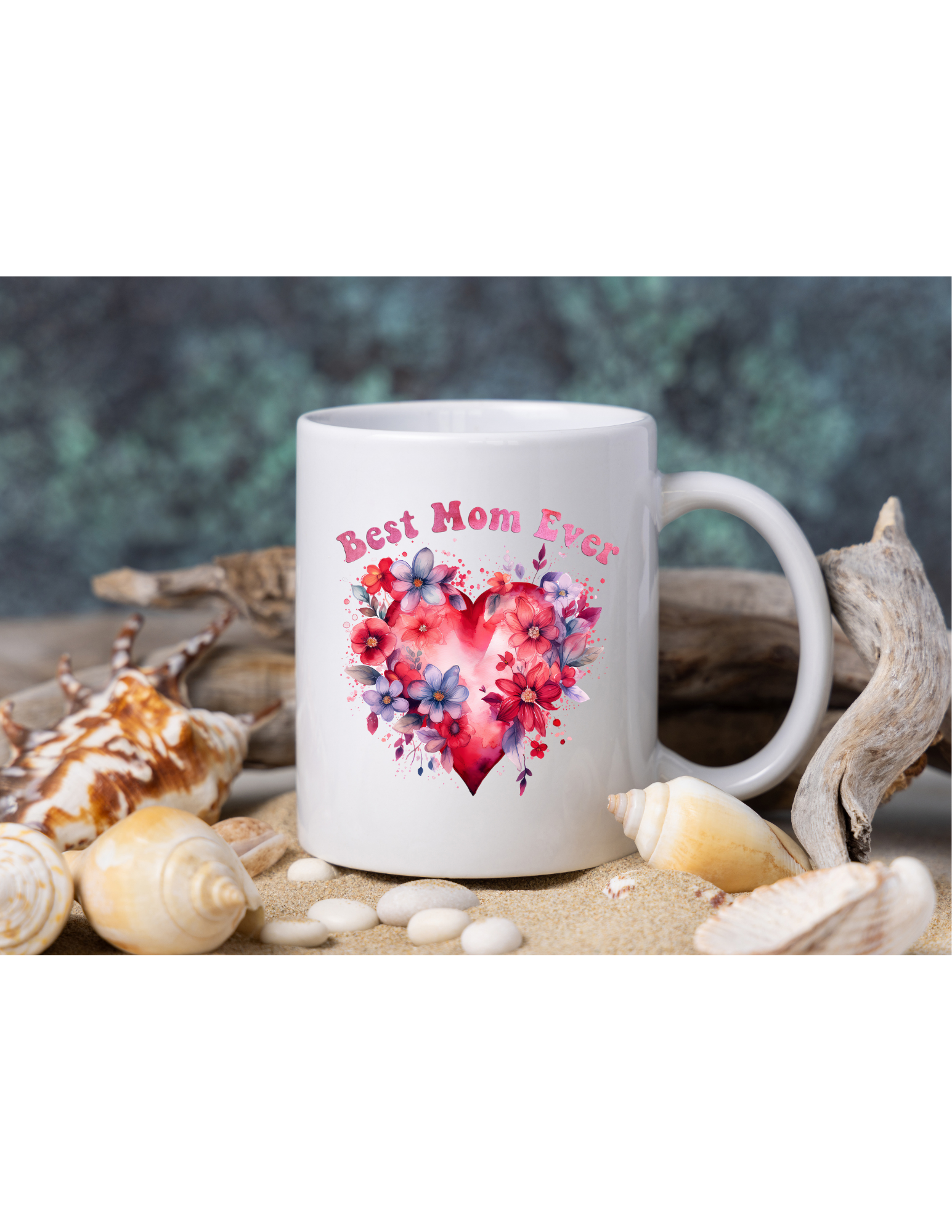 Best Mom Ever Floral Heart 12oz Coffee Mug