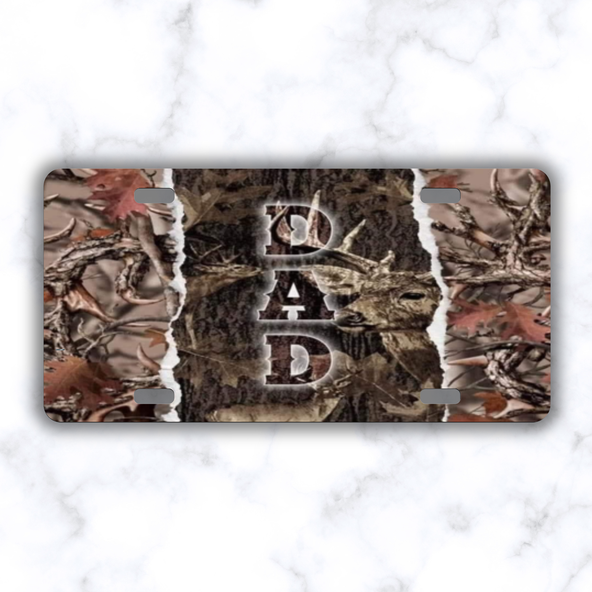 Camo Deer Dad License Plate