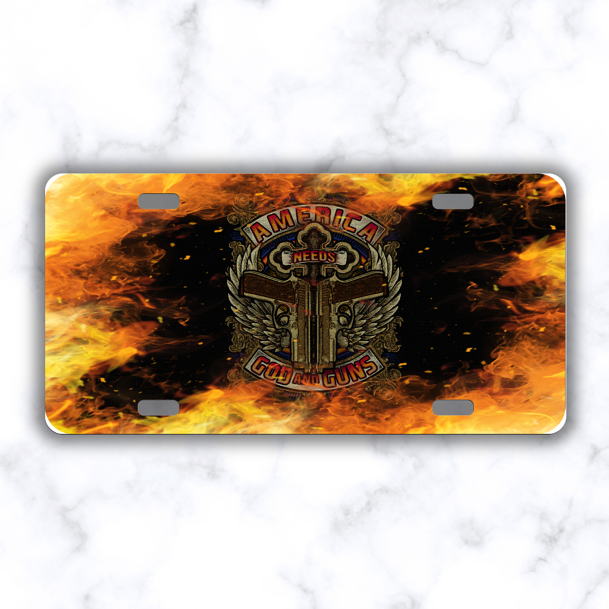 America Needs God and Guns License Plate