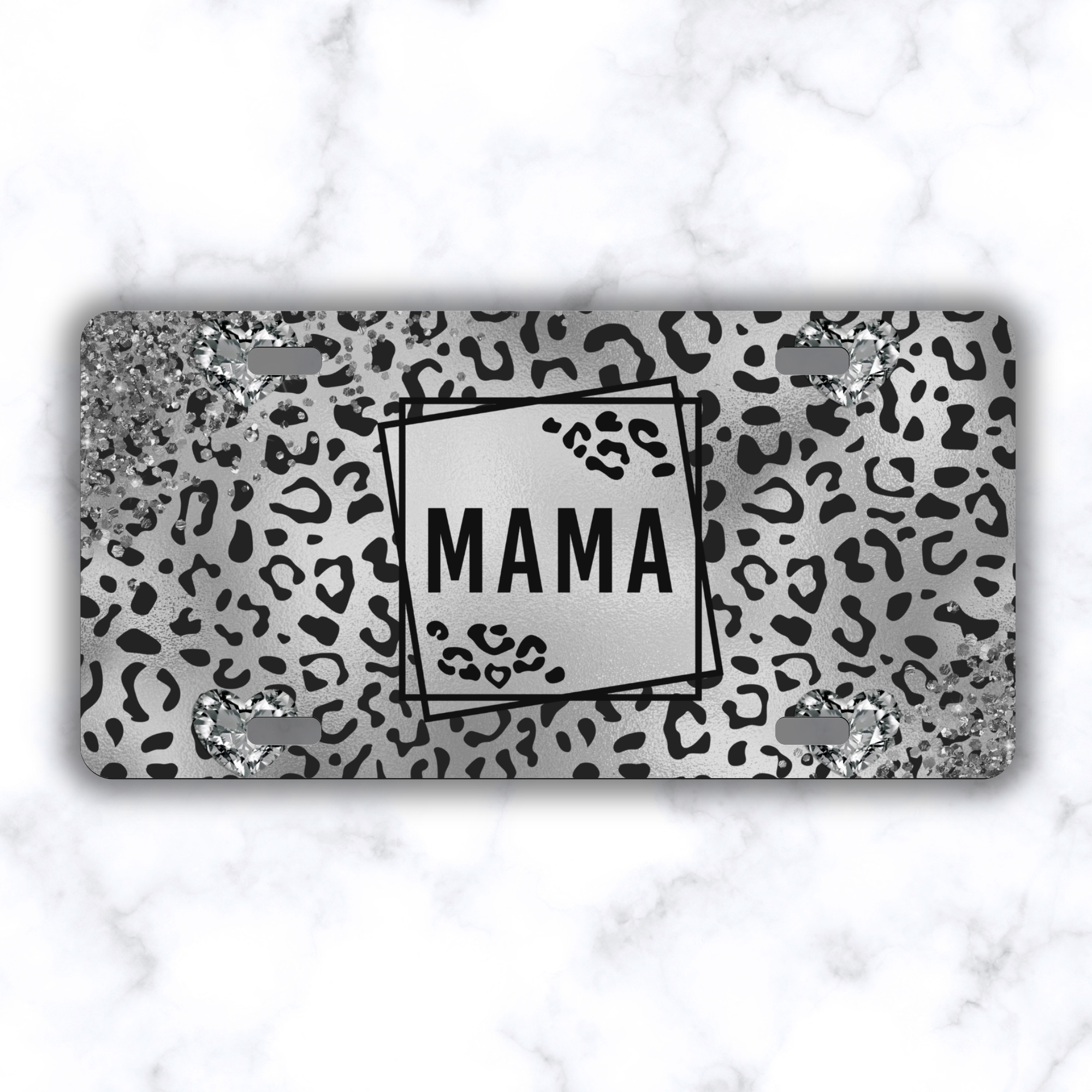 Mama Leopard Print License Plate