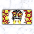 Softball Messy Bun License Plate