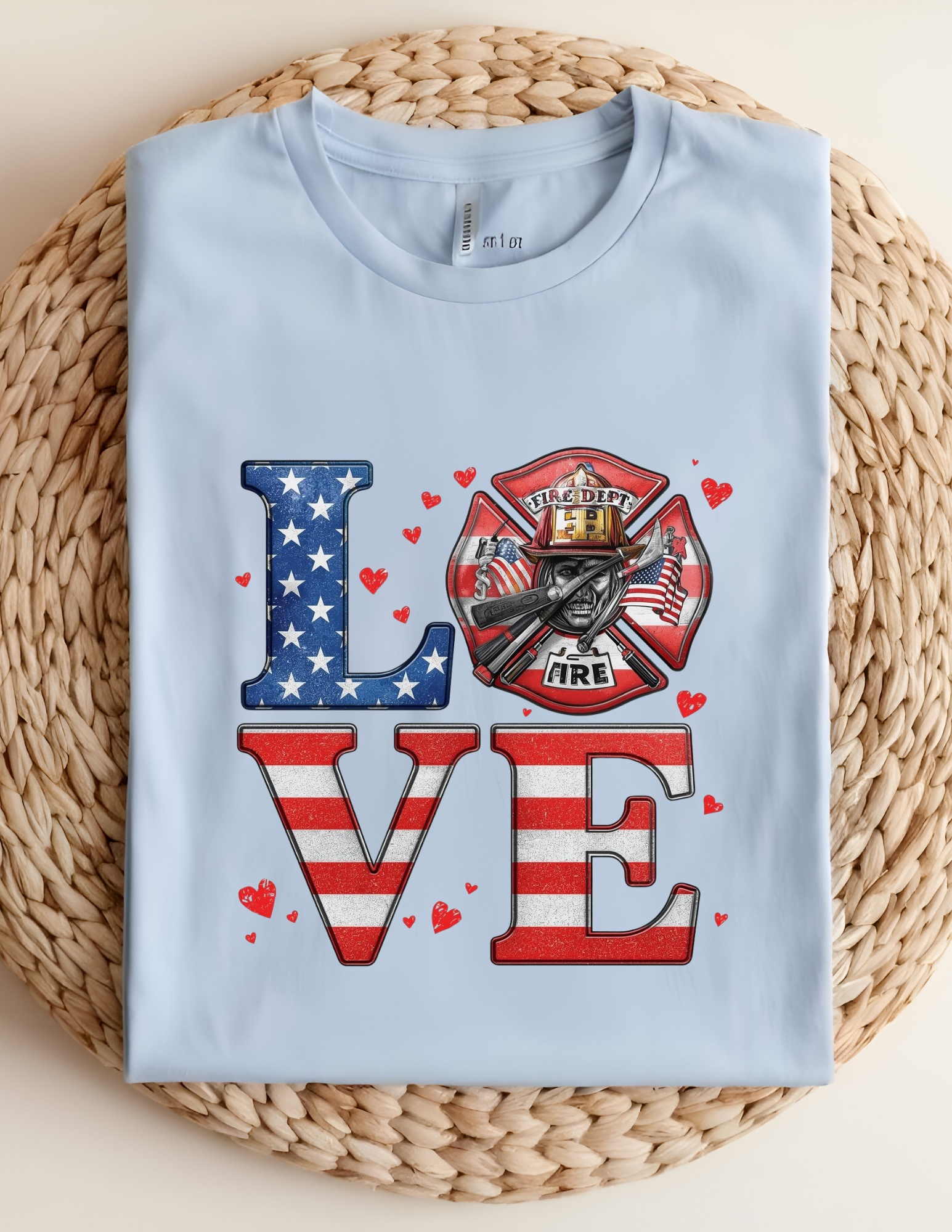 LOVE Firefighter Patriotic Tee