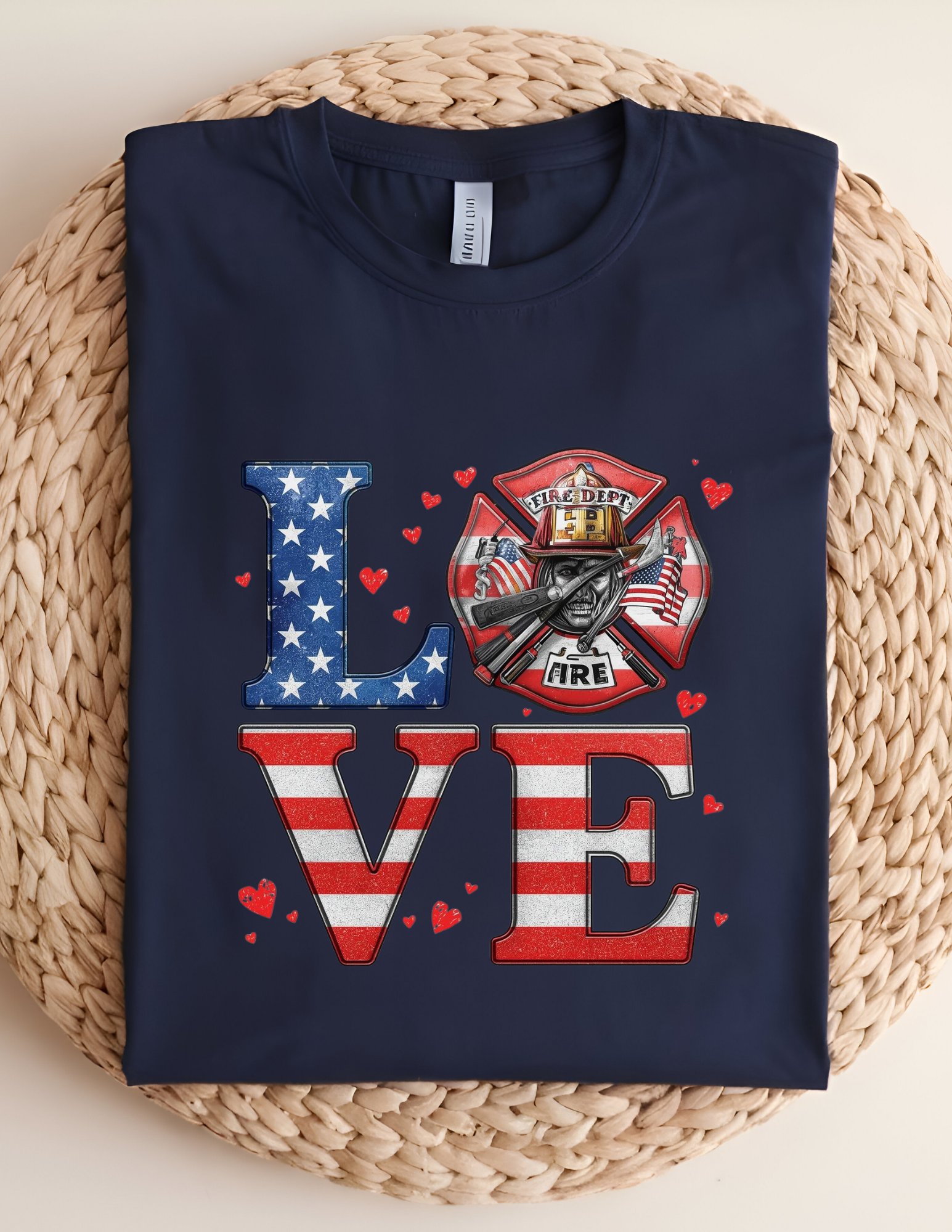 LOVE Firefighter Patriotic Tee