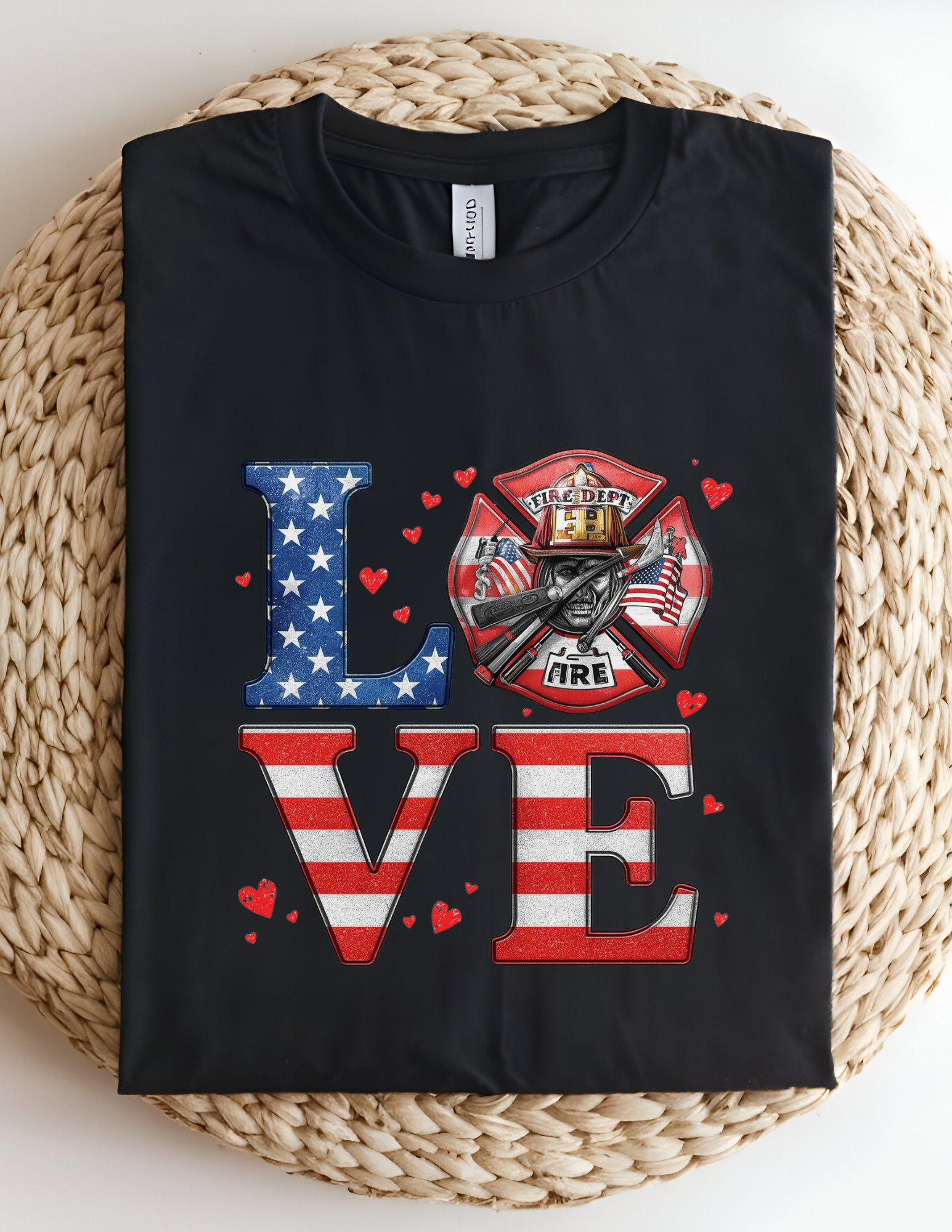 LOVE Firefighter Patriotic Tee
