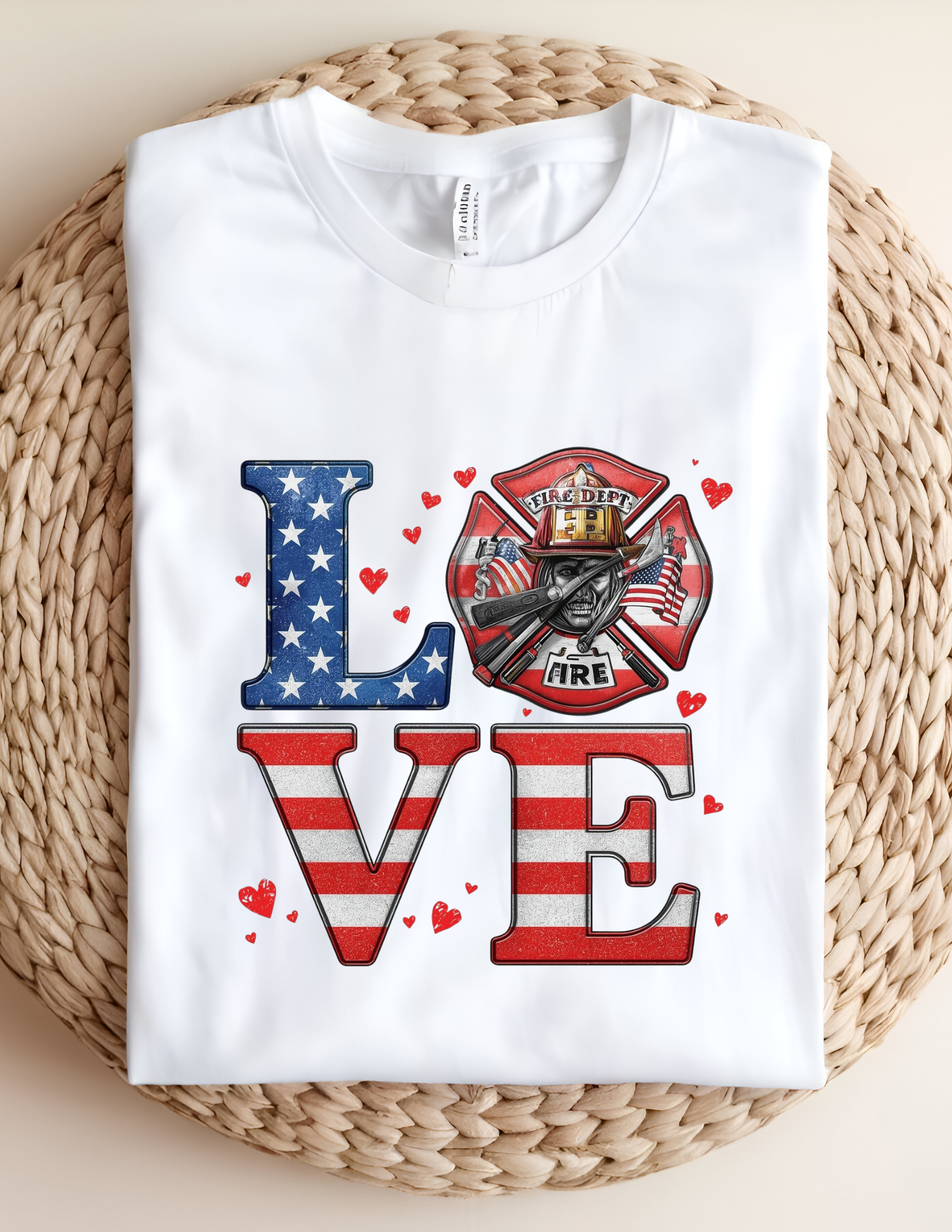 LOVE Firefighter Patriotic Tee