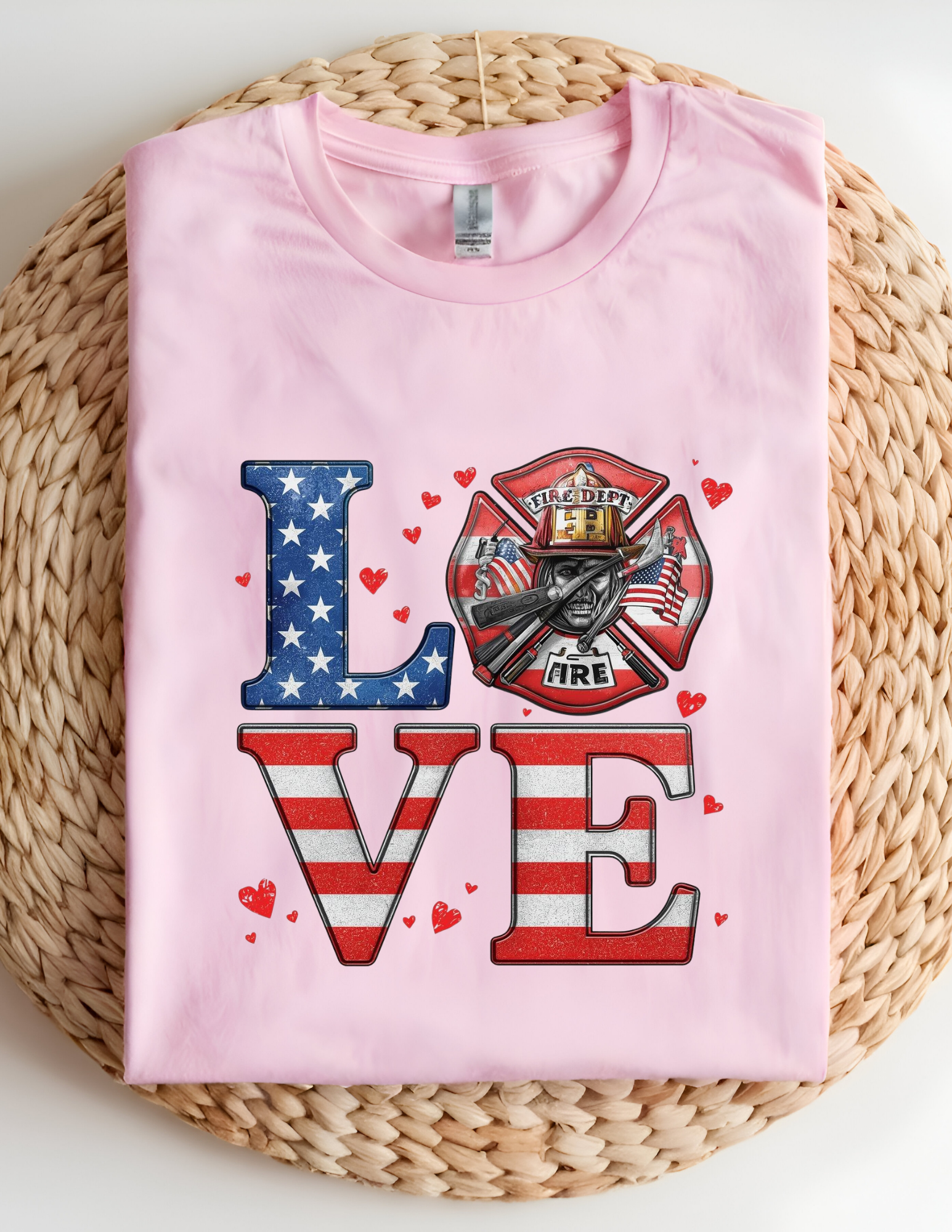 LOVE Firefighter Patriotic Tee