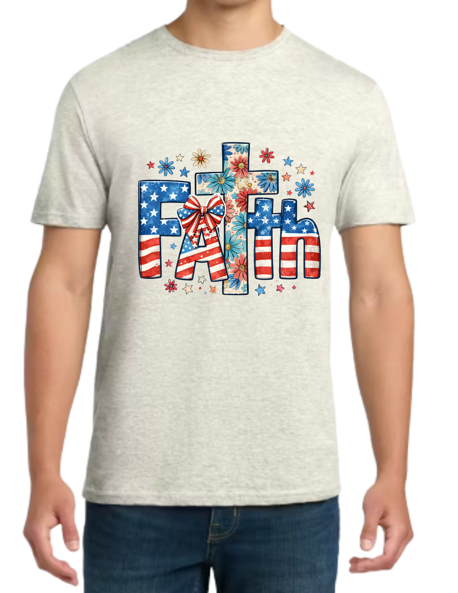 Patriotic Floral Faith Tee