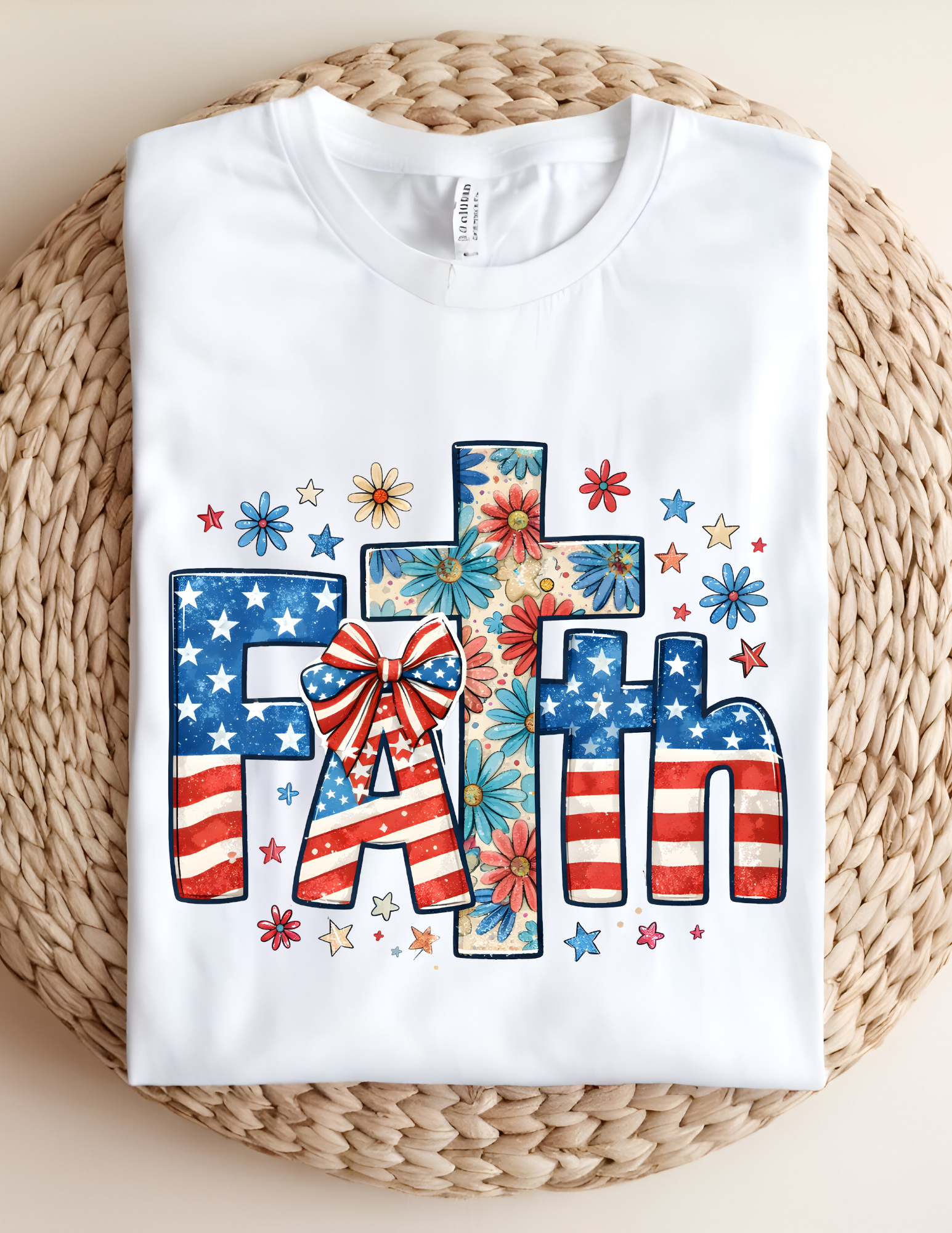 Patriotic Floral Faith Tee