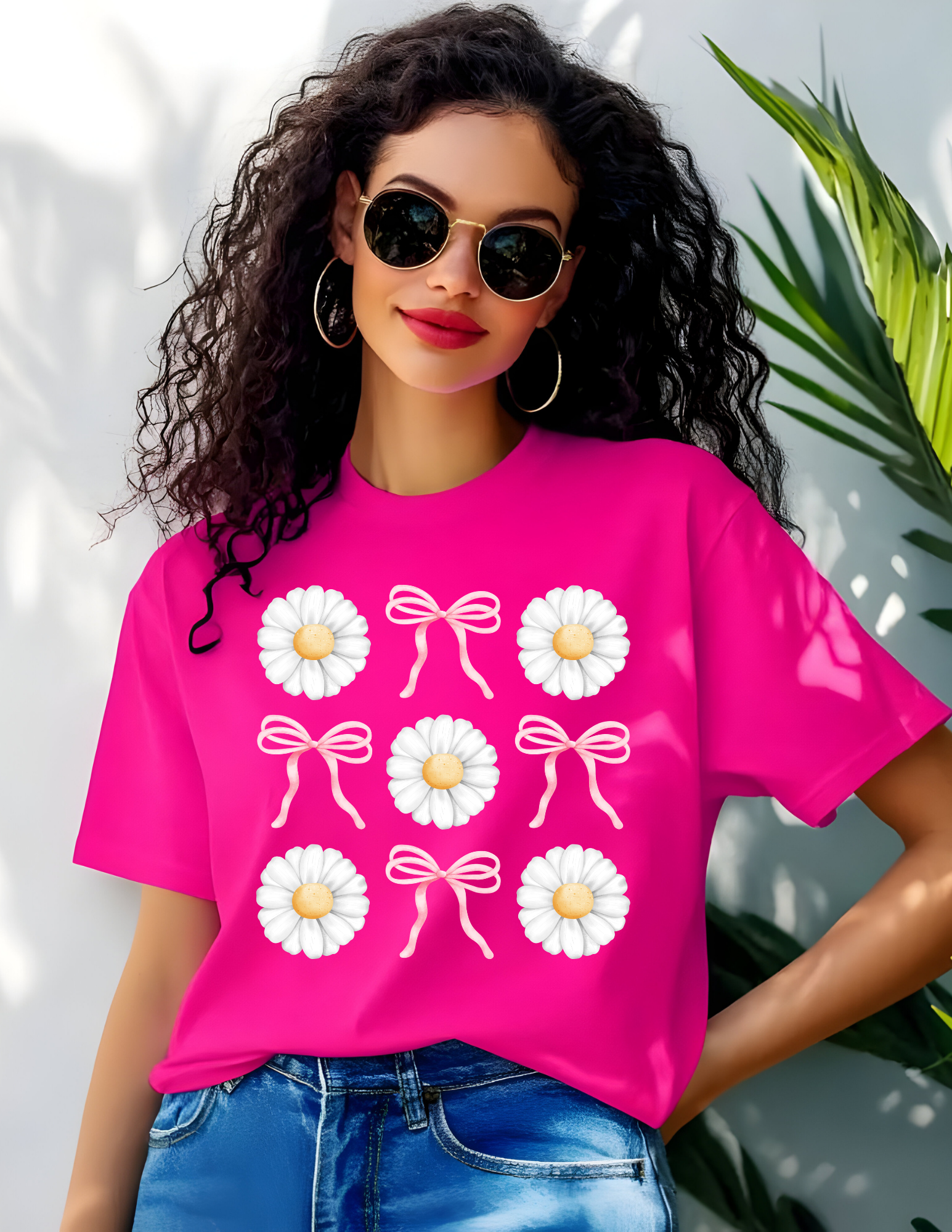Daisy & Bow Pattern Graphic Tee