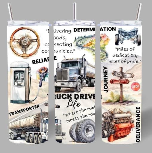 Truck Driver Life Collage Tumbler 🚛🛣️
