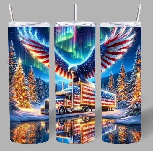 Winter Eagle & Patriotic Truck Tumbler ❄️🦅🇺🇸🚛