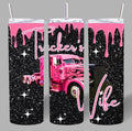 “Trucker’s Wife” Pink Drip Glitter Tumbler 💖🚛✨